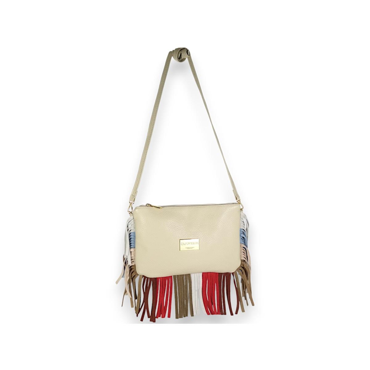 Tracollina in vera pelle con frange in camoscio Capoverde Made in Italy