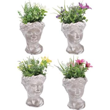 Vaso Head con pianta per decorazione 14x14x h.30 cm