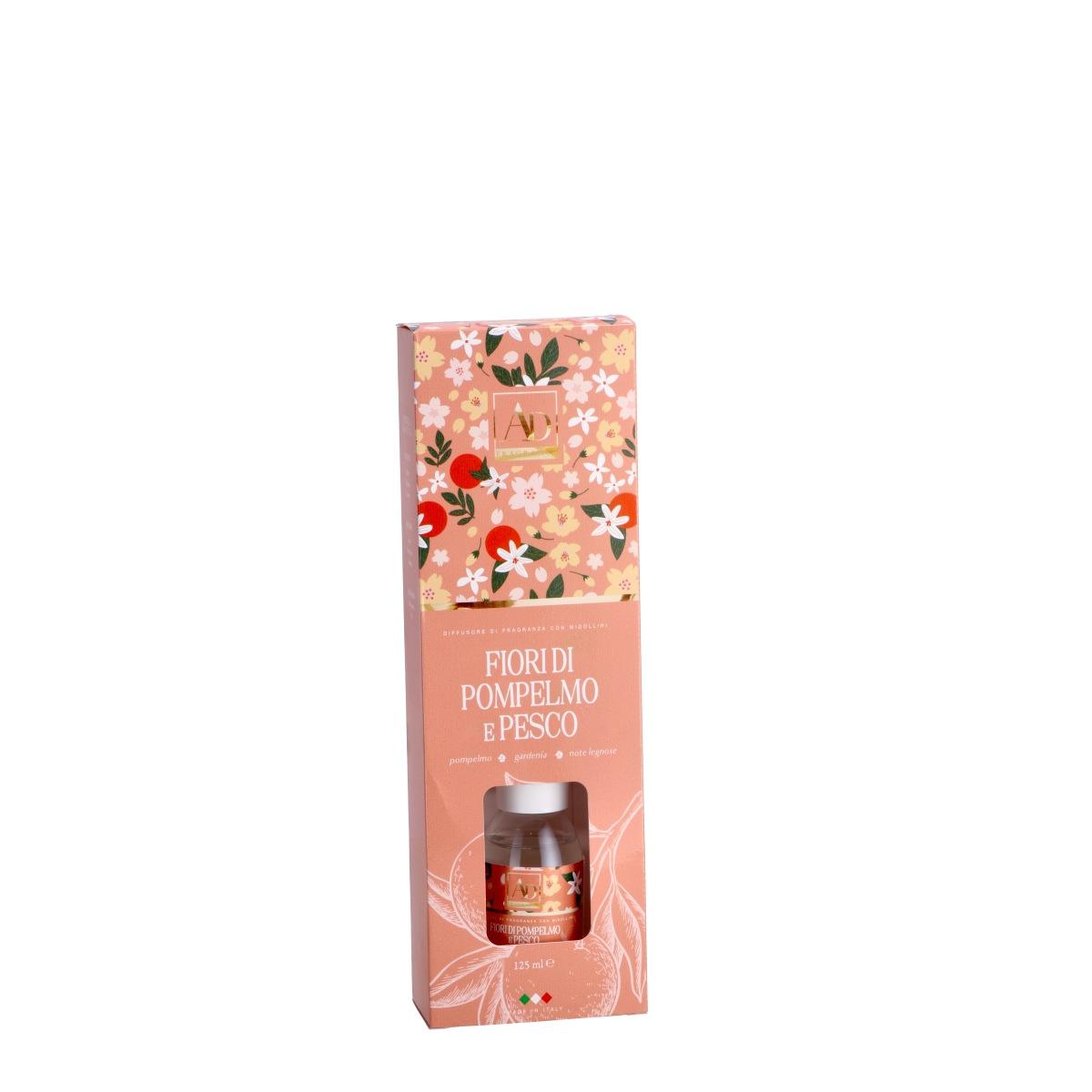 Diffusore di fragranza con midollini bouquet floreali Fiori di Pompelmo e Pesco 125 ml.