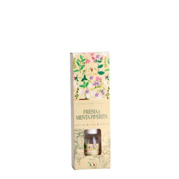 Diffusore di fragranza con midollini bouquet floreali Fresia e menta piperita 125 ml.