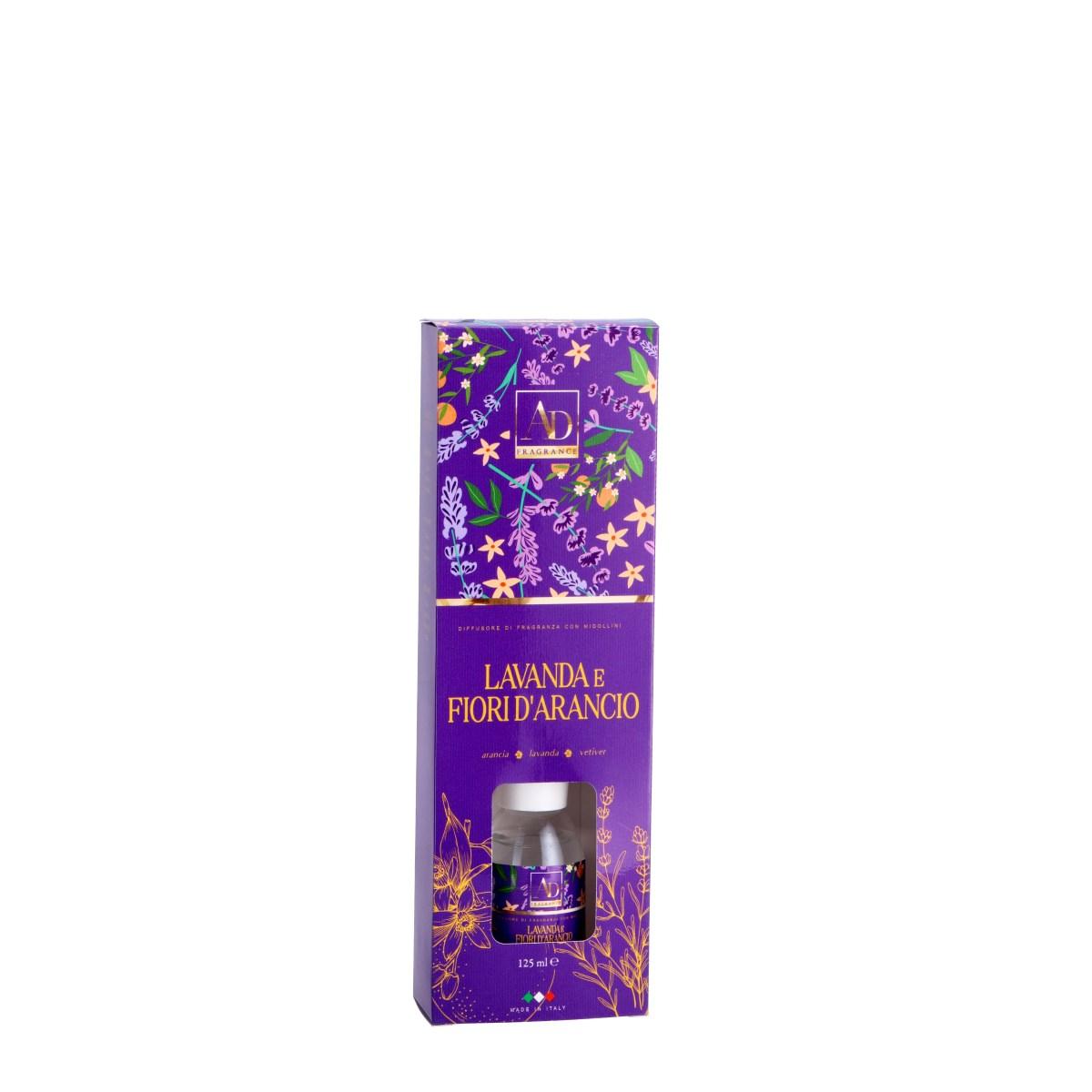 Diffusore di fragranza con midollini bouquet floreali Lavanda e fiori d'arancio 125 ml.