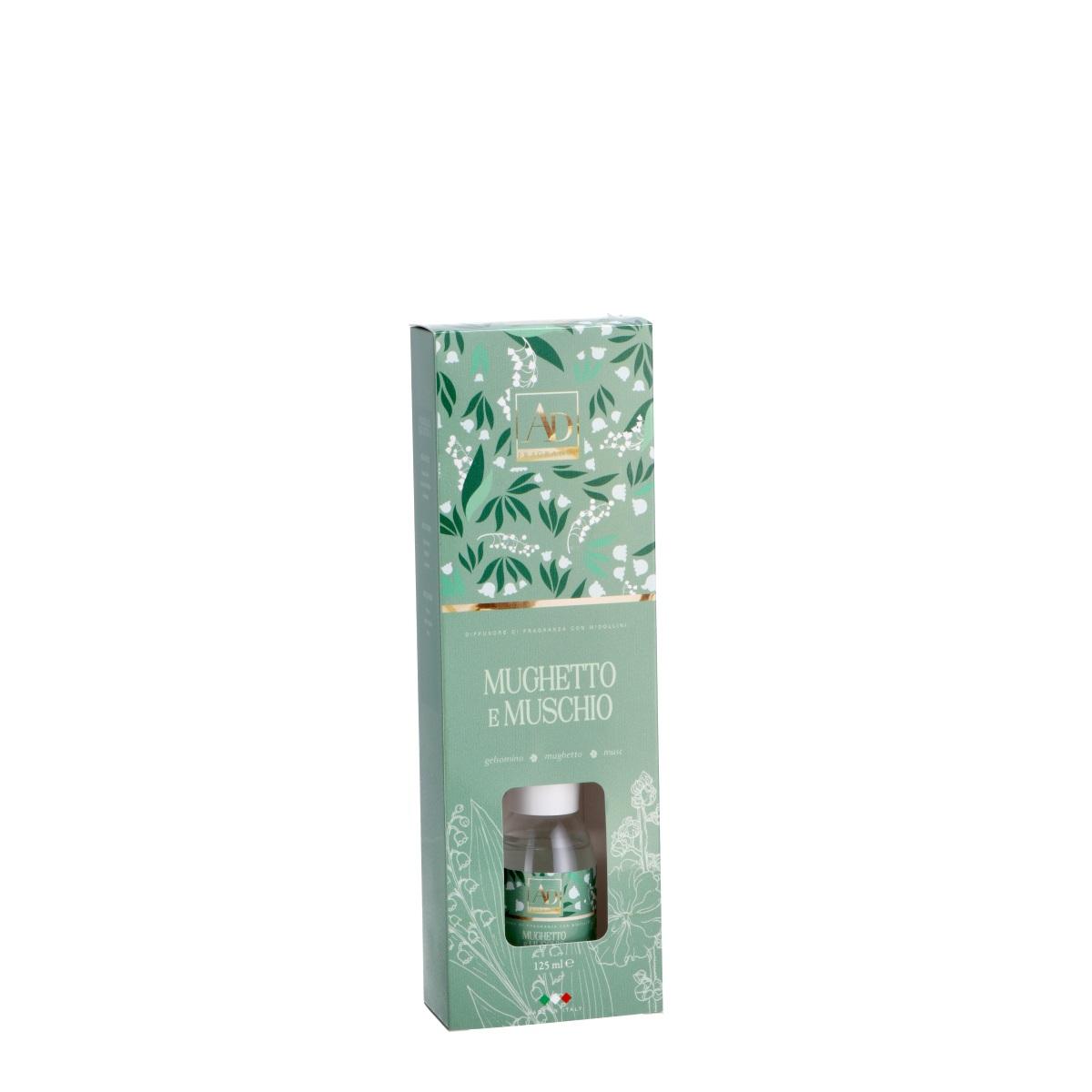 Diffusore di fragranza con midollini bouquet floreali Mughetto e muschio 125 ml.