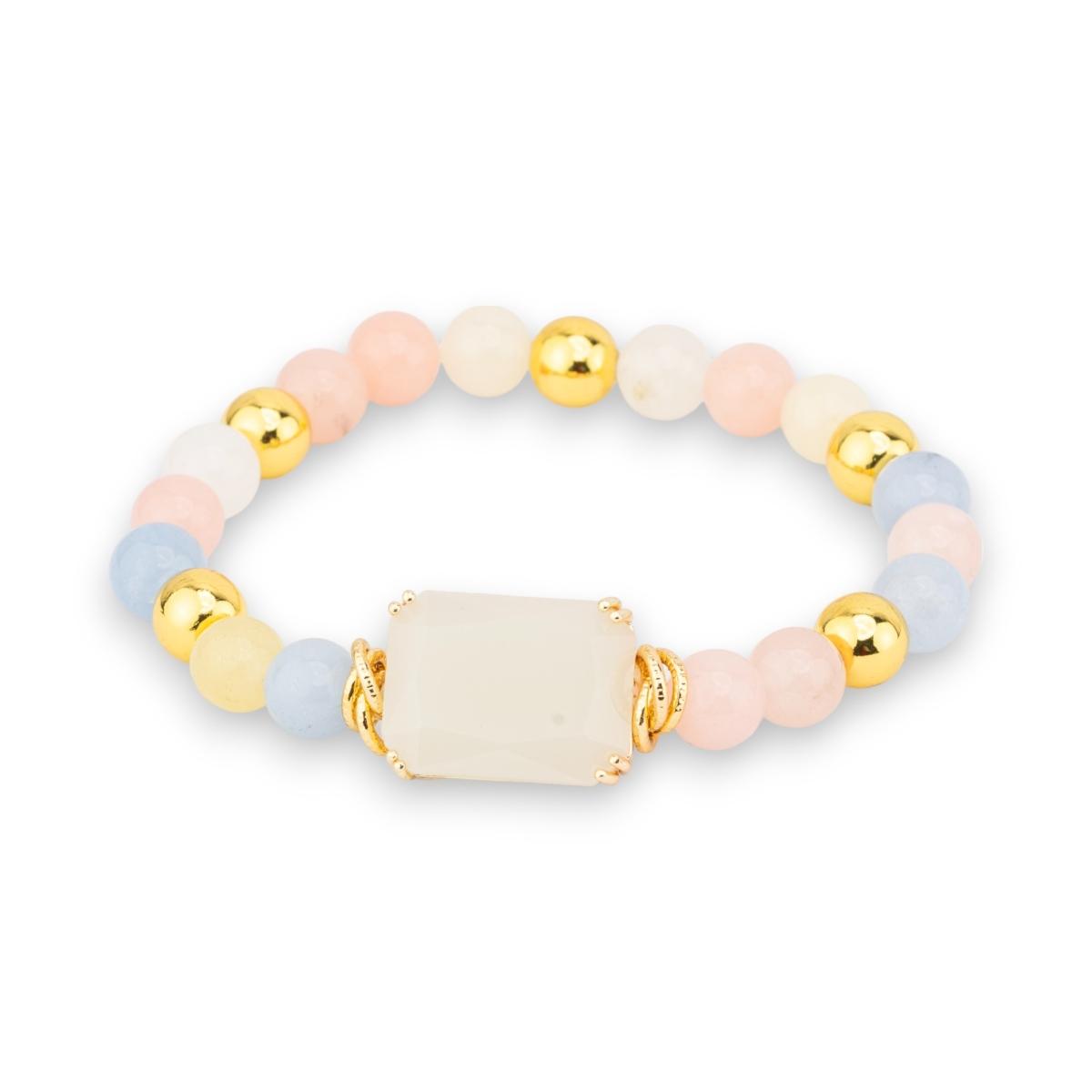 Bracciale con perle di fiume potato 7,5-8 mm con ematita e occhi di gatto