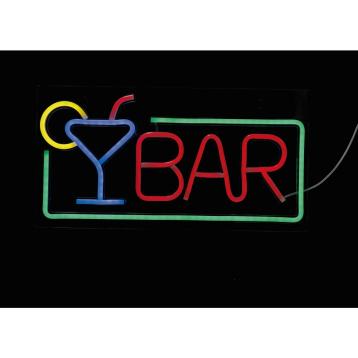 Insegna luminosa neon led modello bar rettangolare 42x22 cm