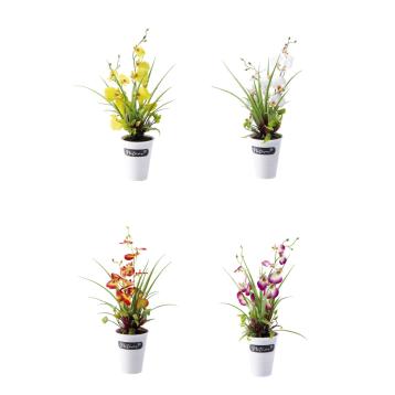 Vaso con orchidee 13 fiori per decorazione 14x h.37 cm