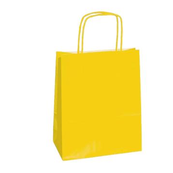 Shoppers in carta colore giallo  h21 x p10 x l20 manico in corda