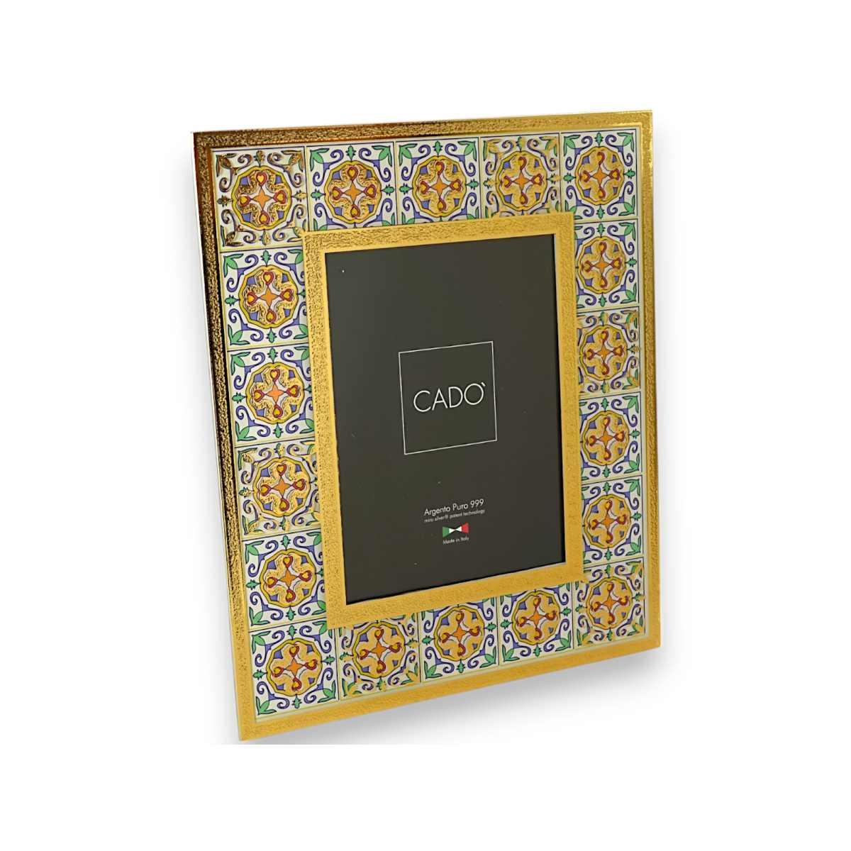 Portafoto cristallo maiolica oro  Cado' 24,5x29,5 cm