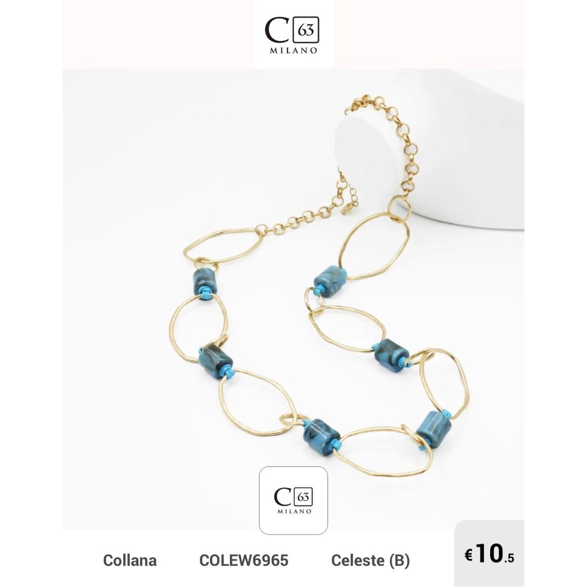 Collana donna C63 con canne in resina e cerchi in metallo