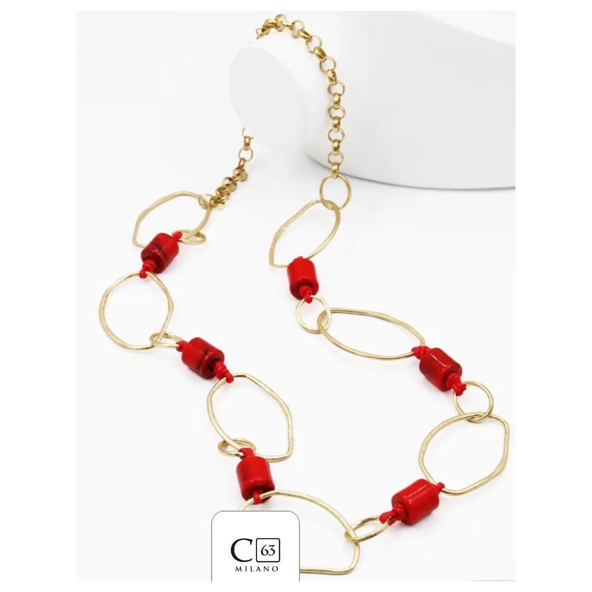 Collana donna C63 con canne in resina e cerchi in metallo