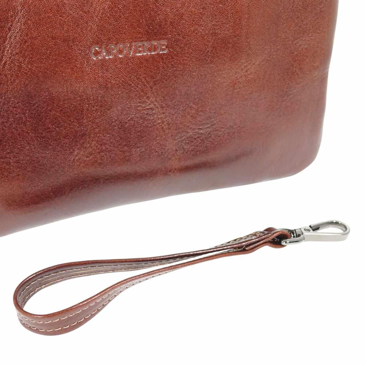 Pochette uomo con manico in vero cuoio Capoverde Made in Italy
