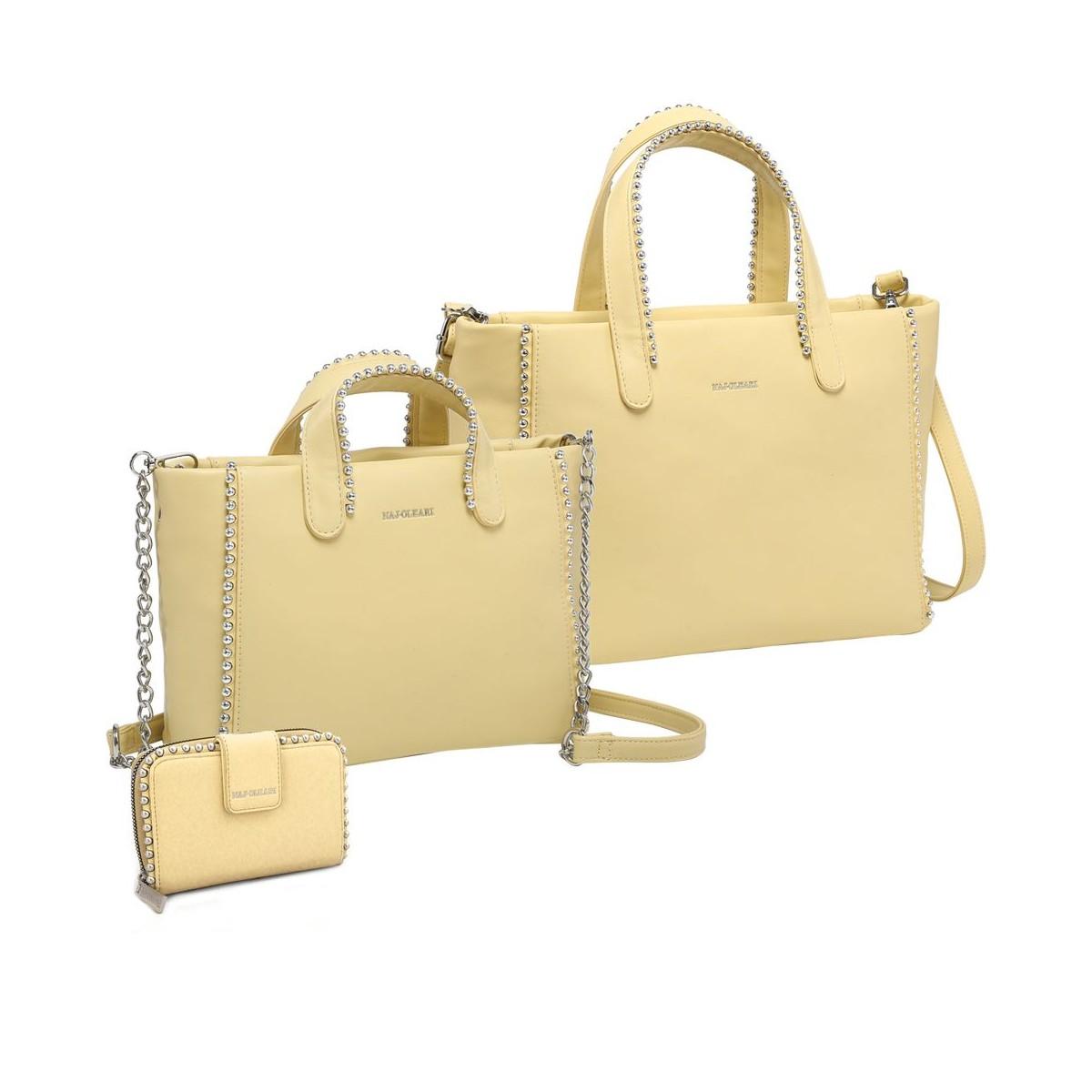 Set 3 pezzi donna, borsa, borsetta e portafogli Naj-Oleari