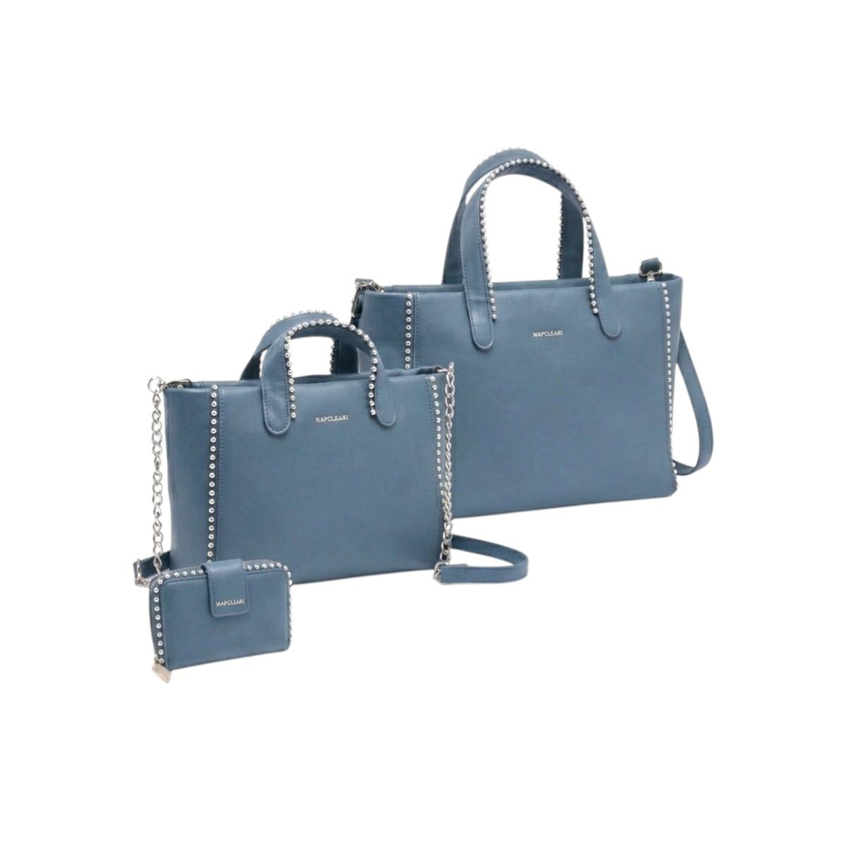 Set 3 pezzi donna, borsa, borsetta e portafoglio Naj-Oleari