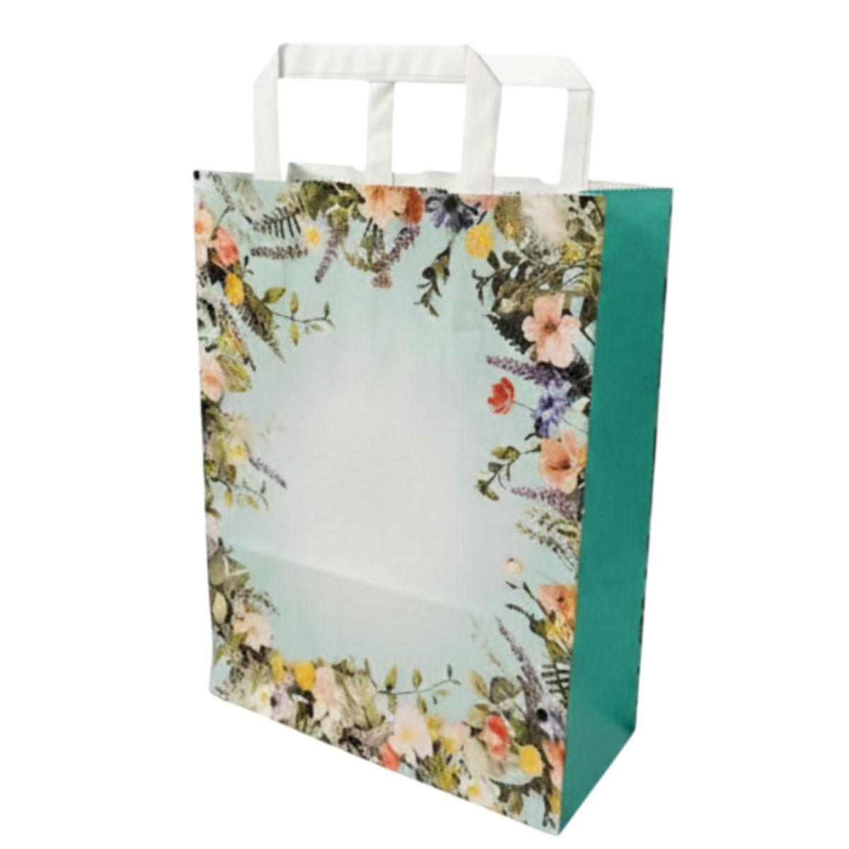 Shopper in carta h.29 x l.22 x p.10 cm fantasia flores
