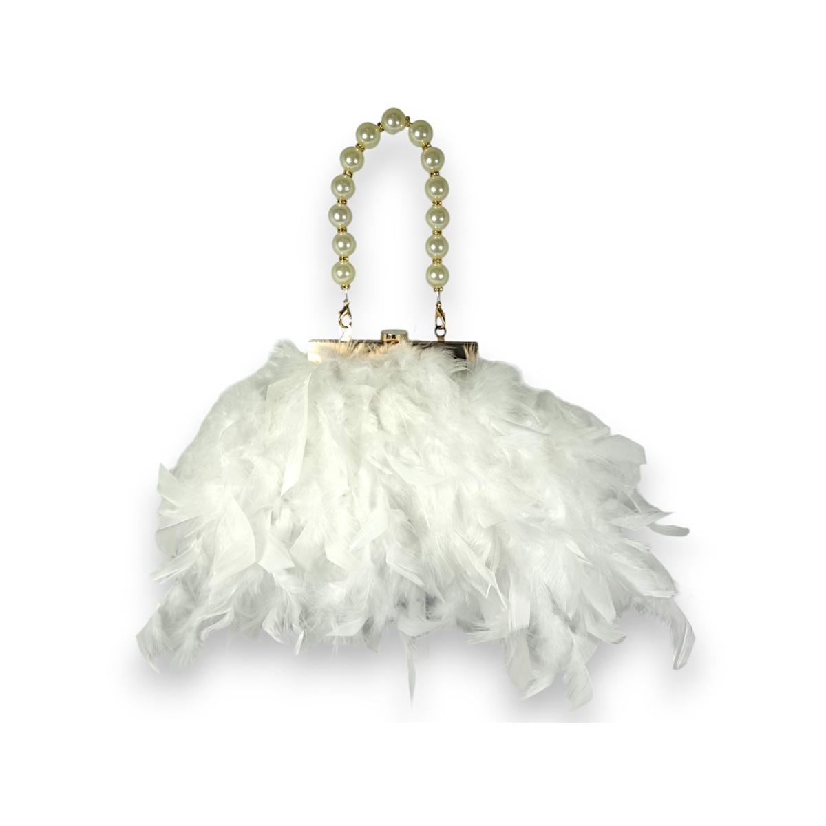 Borsa Cerimonia Michelle Moon con piume e perle