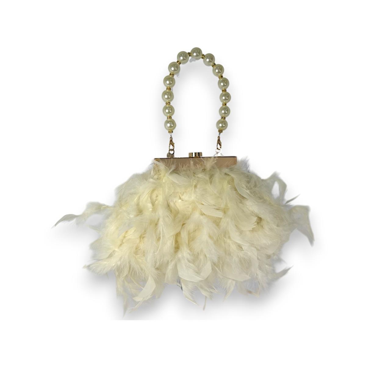 Borsa Cerimonia Michelle Moon con piume e perle