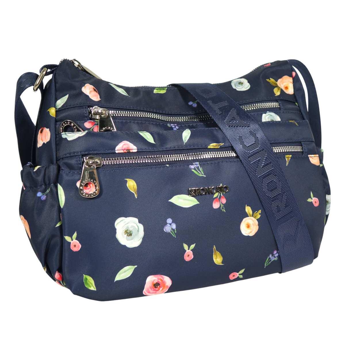 Borsa donna tracolla stampa fiori in sintetico Roncato