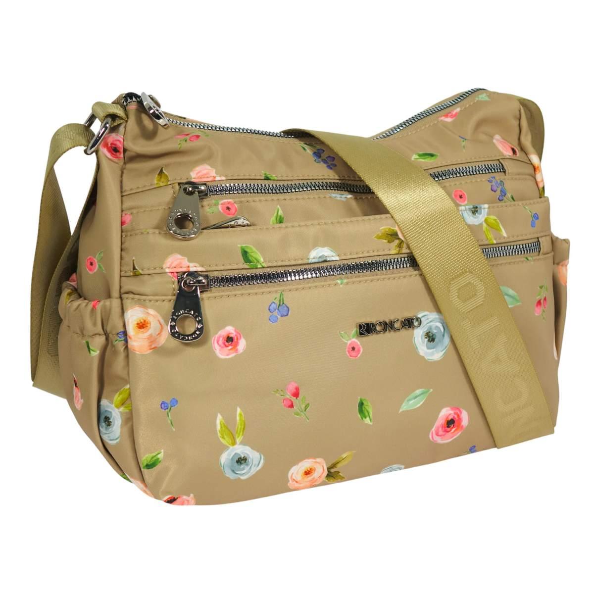 Borsa donna tracolla stampa fiori in sintetico Roncato