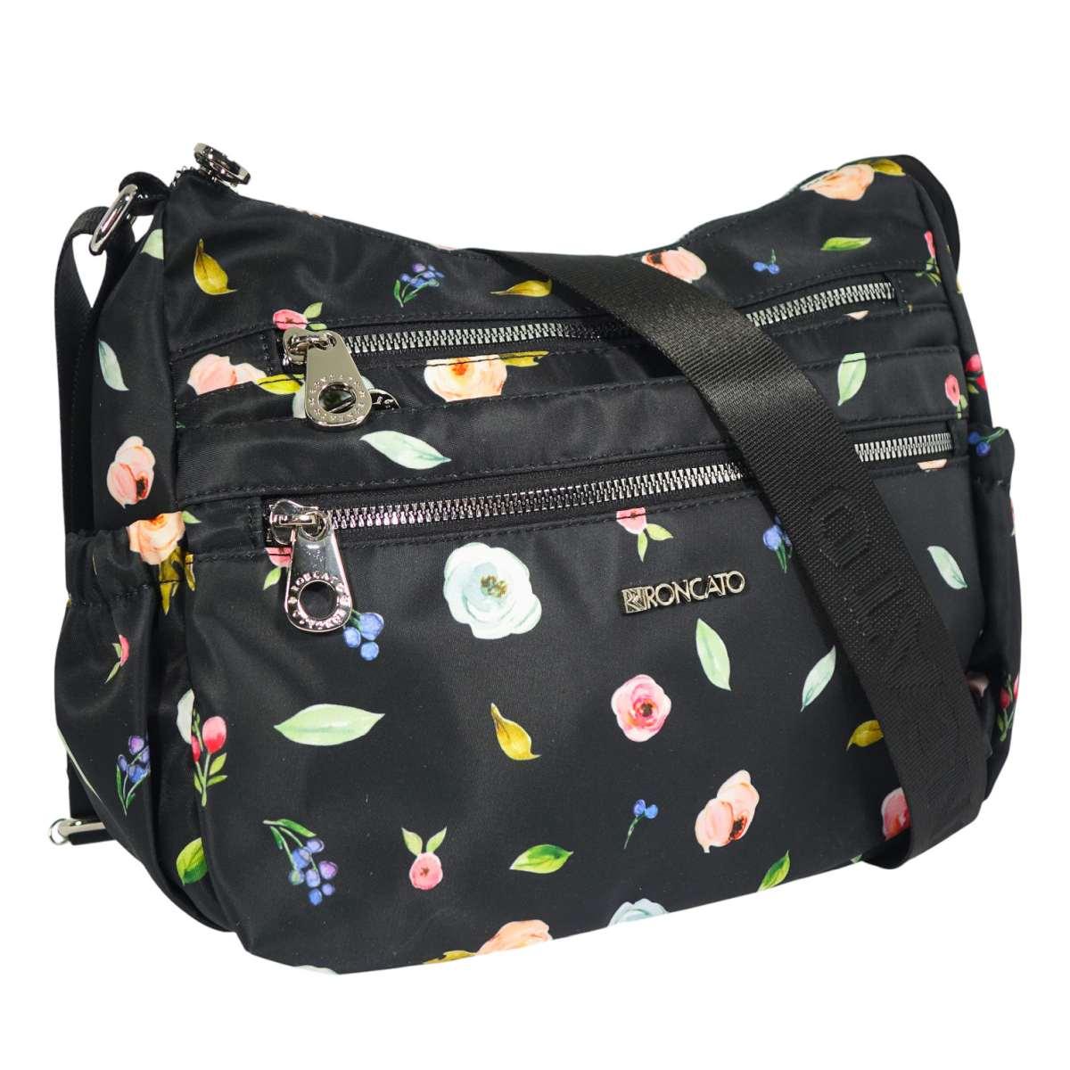 Borsa donna tracolla stampa fiori in sintetico Roncato