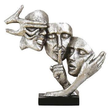 Scultura poliresina Maschere Platinum 37x35,5 cm Villa Altachiara