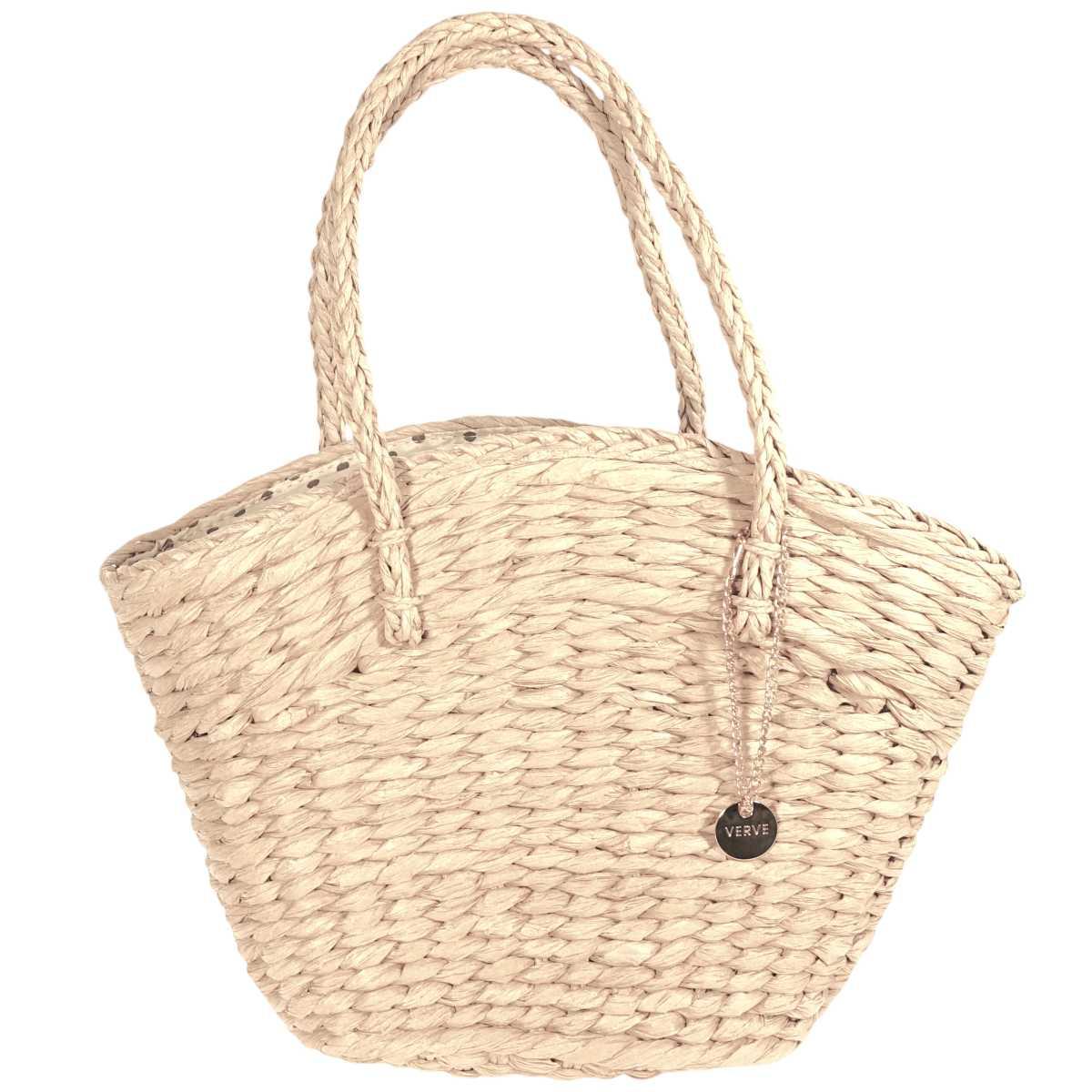 Borsa mare donna in paglia due manici e chiusura a laccio Verve