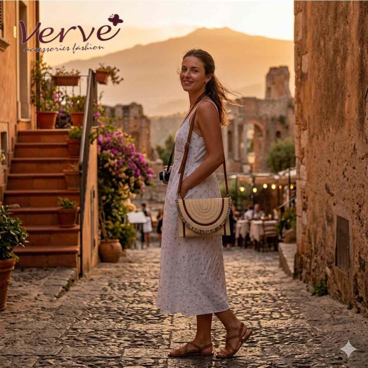 Borsa tracolla donna mare con patta sfrangiata Verve