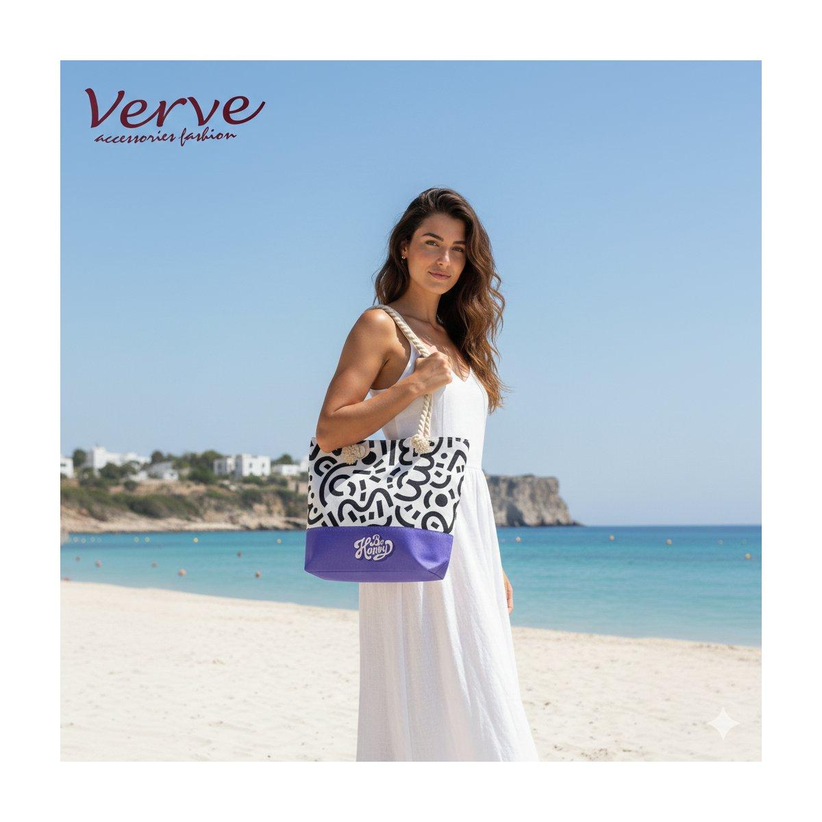 Borsa mare donna con manici in corda e cerniera Verve