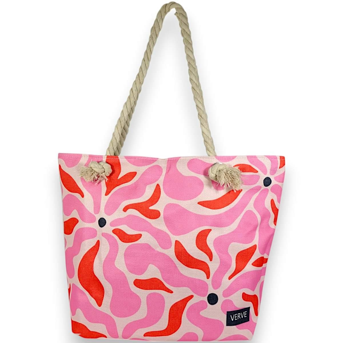 Borsa mare donna con manici in corda e cerniera Verve