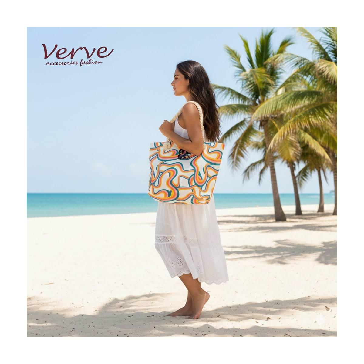 Borsa mare donna con manici in corda e cerniera Verve