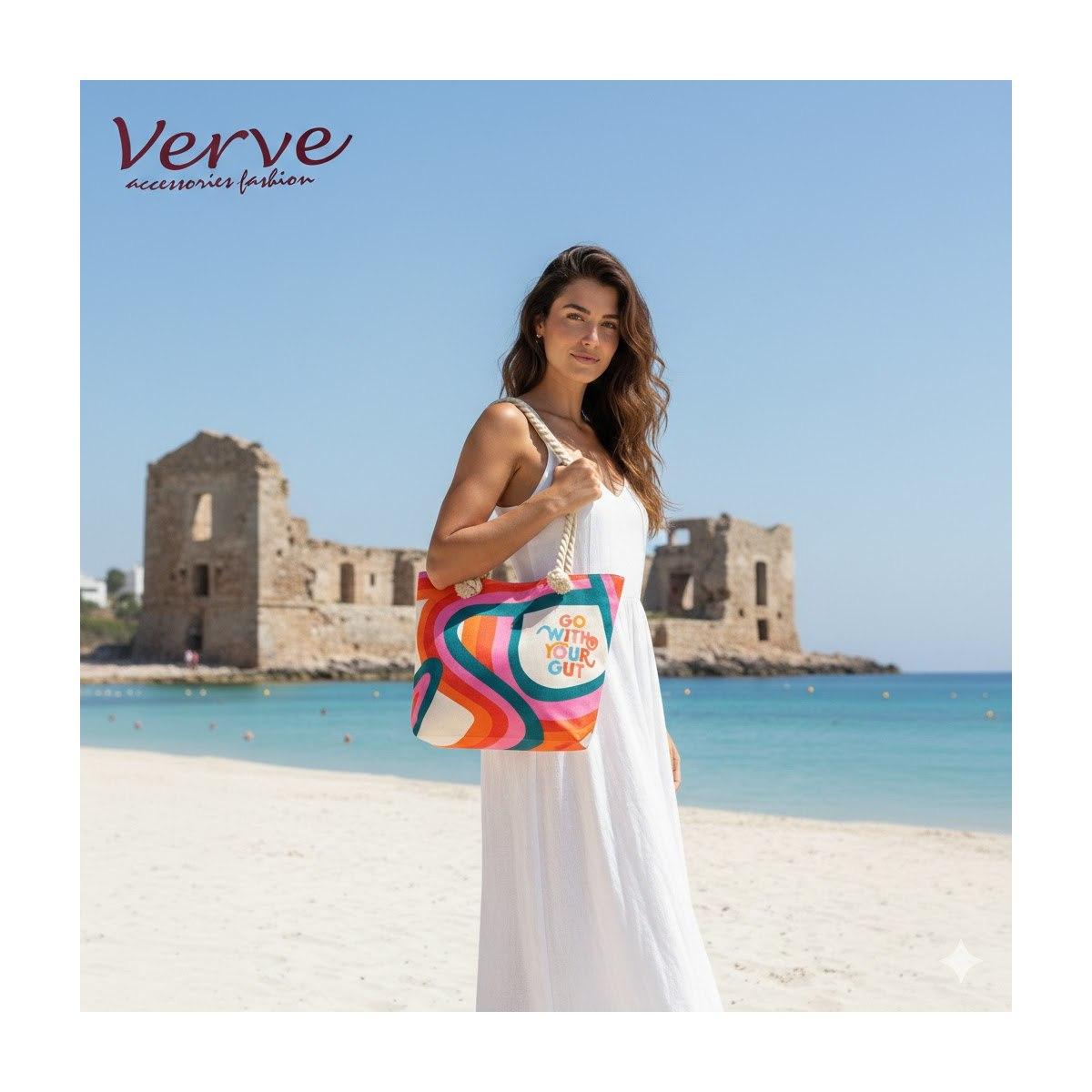 Borsa mare donna con manici in corda e cerniera Verve