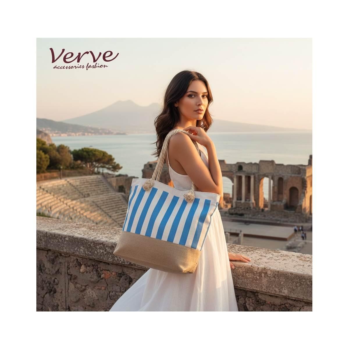 Borsa mare donna con manici in corda e cerniera Verve