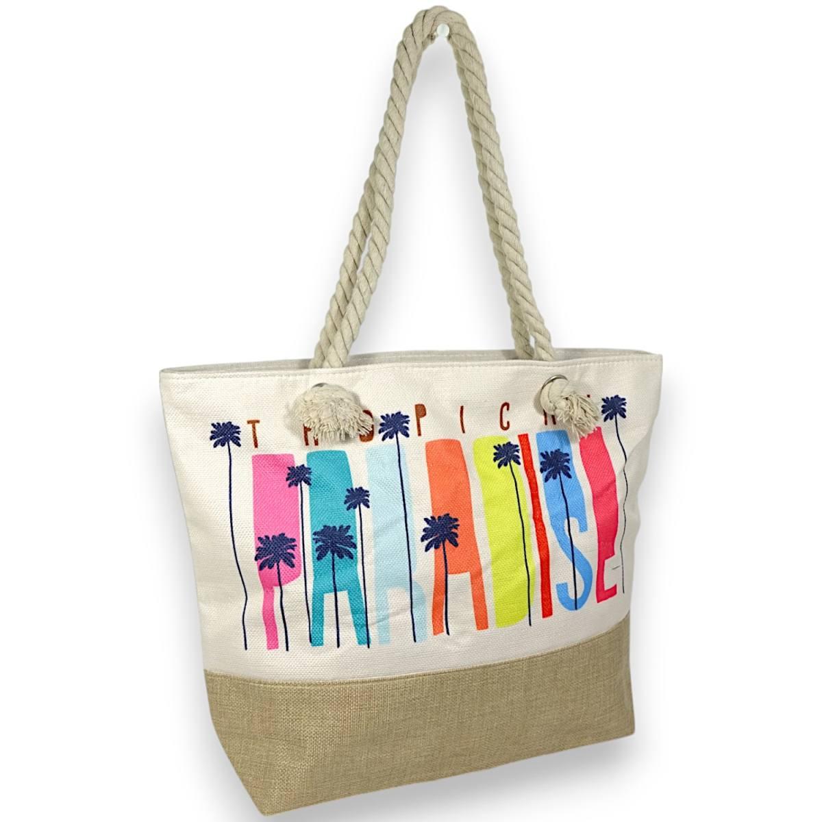 Borsa mare donna con manici in corda e cerniera Verve