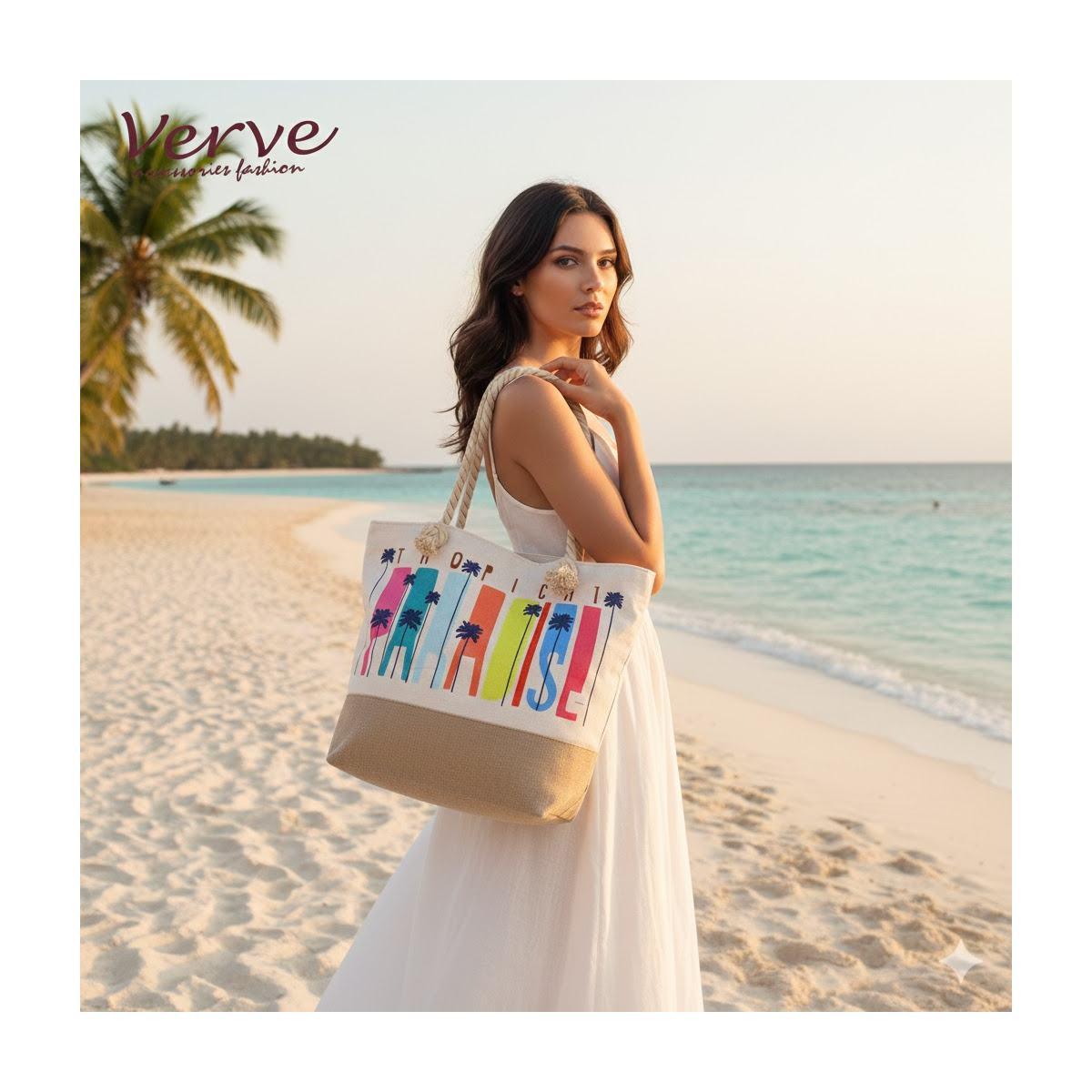 Borsa mare donna con manici in corda e cerniera Verve