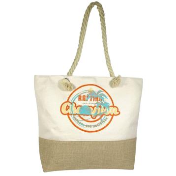 Borsa mare donna con manici in corda e cerniera verve