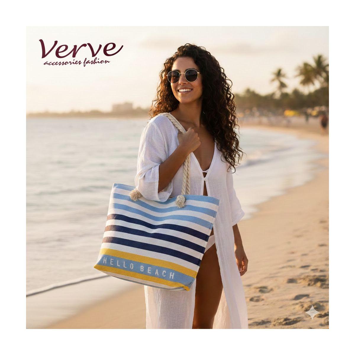 Borsa mare donna con manici in corda e cerniera Verve