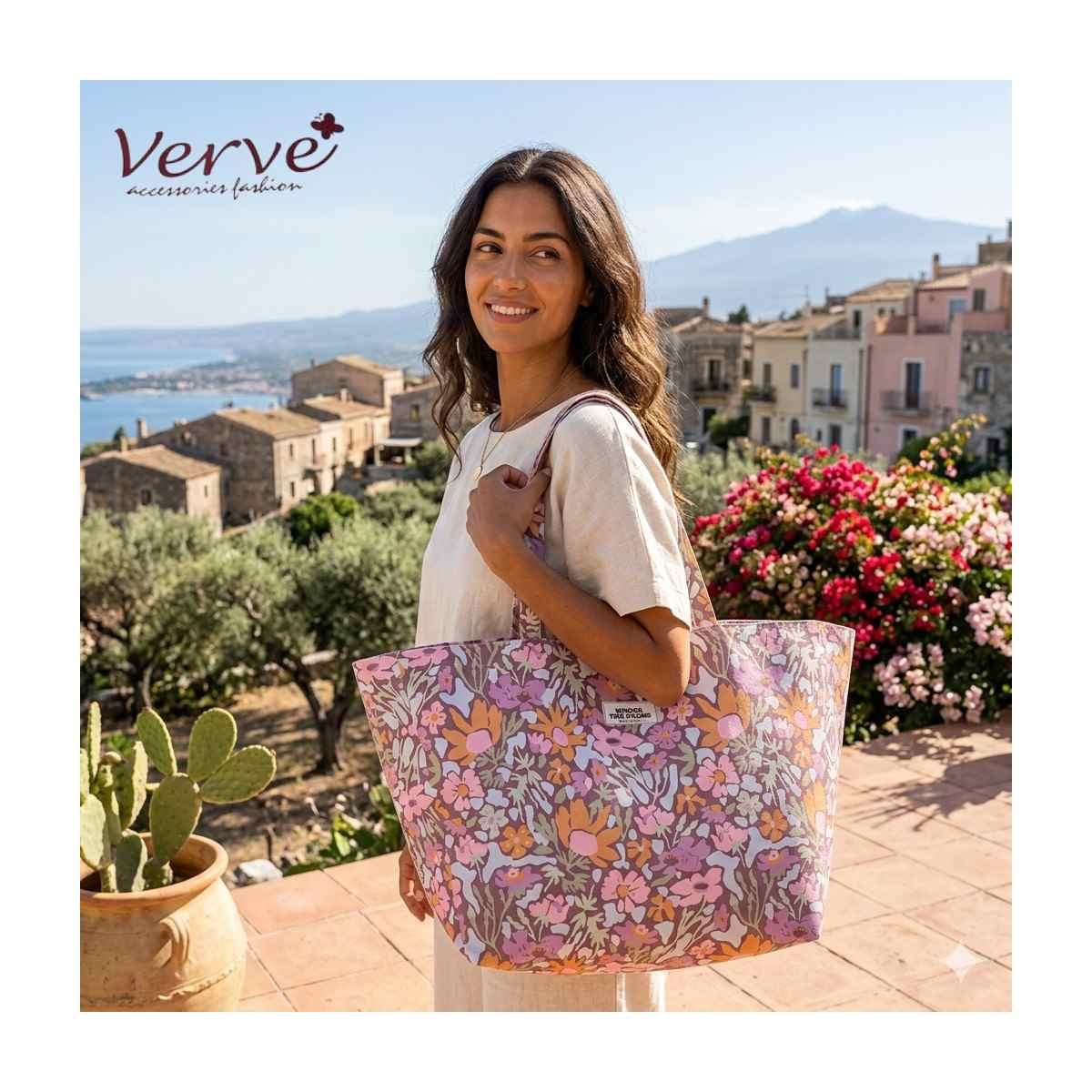 Borsa mare donna stampa floreale Verve