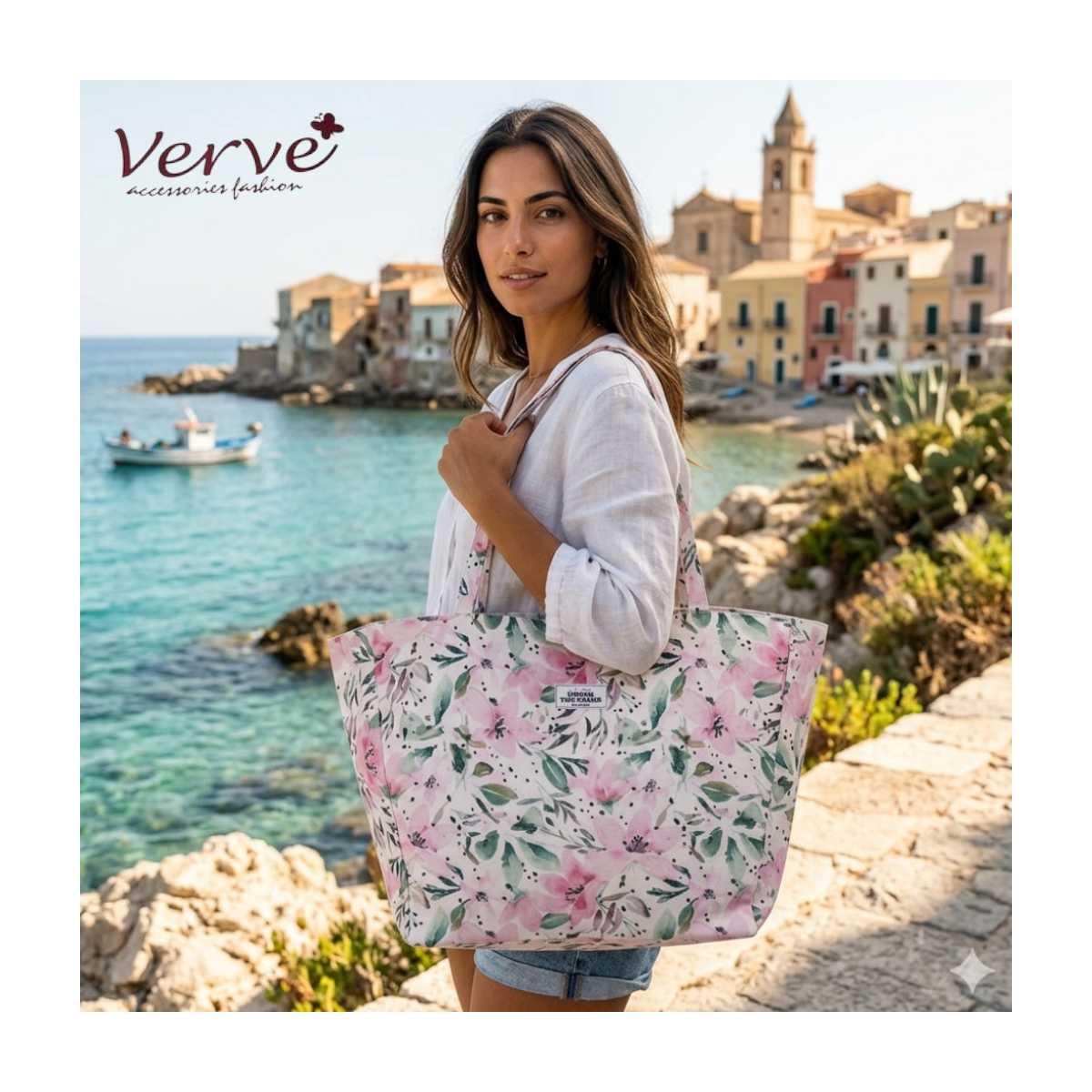 Borsa mare donna stampa floreale Verve