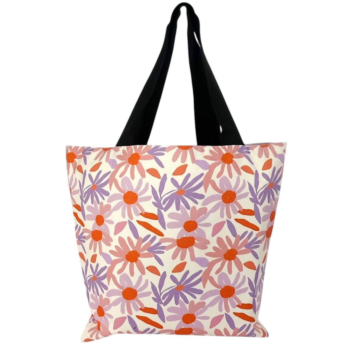 Borsa mare donna aperta double face reversibile stampa fiori Verve