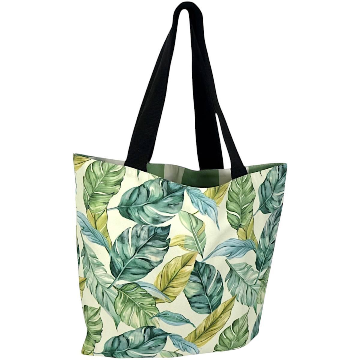 Borsa mare donna aperta double face reversibile stampa botanica Verve