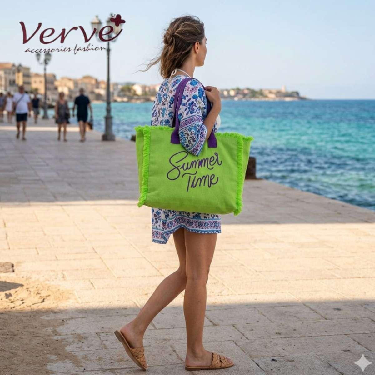 Borsa mare donna aperta profili sfrangiati ''Summer Time'' Verve