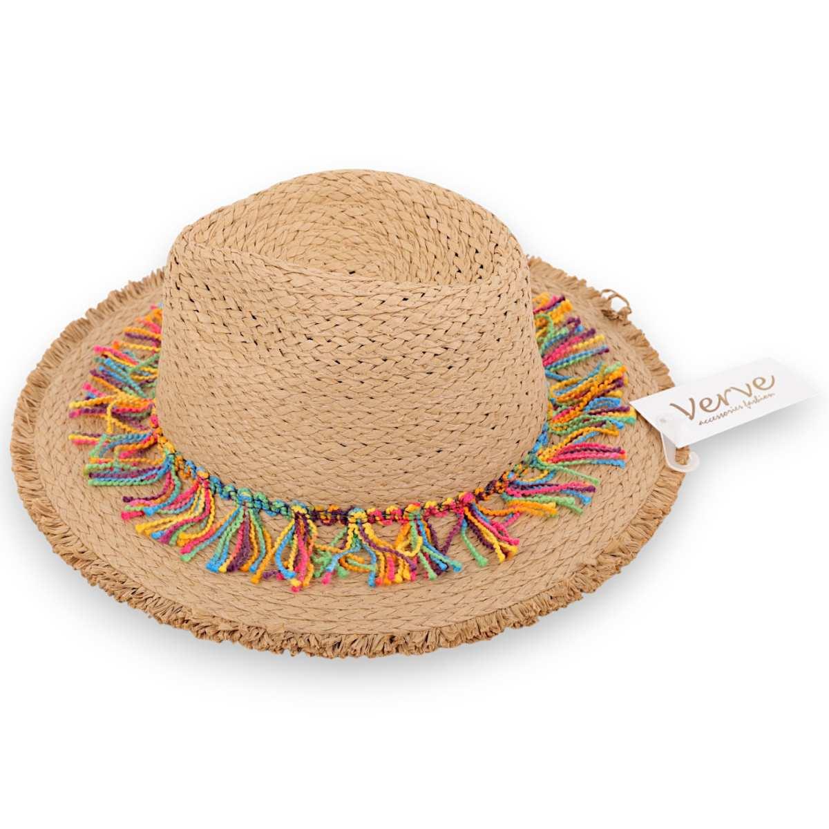 Cappello mare donna panama a falda larga sfrangiata Verve