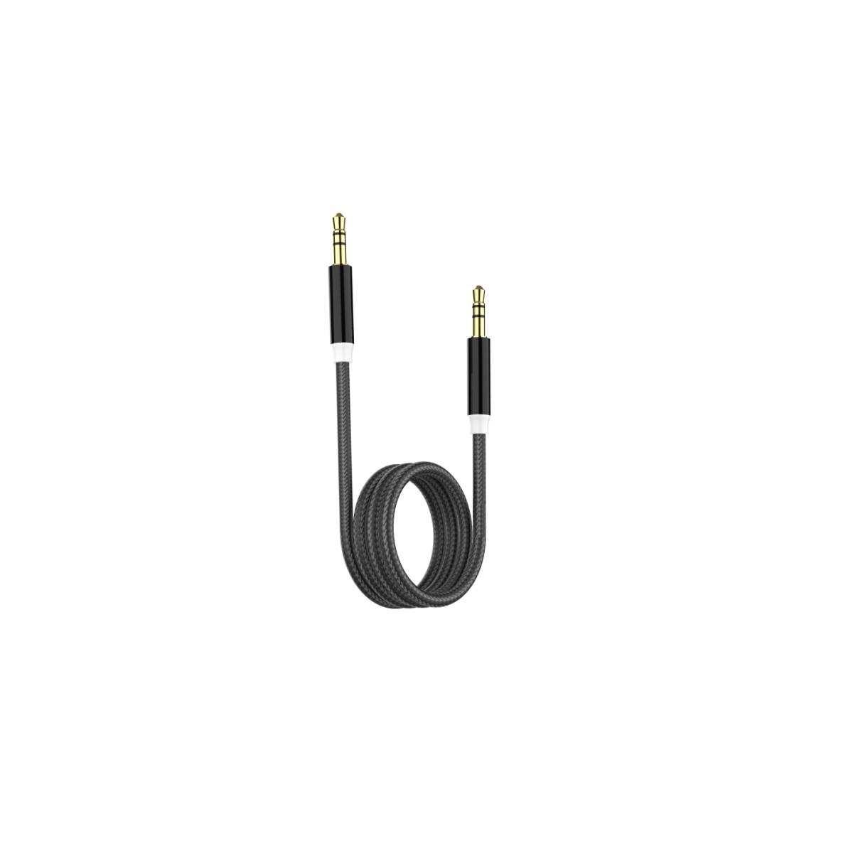 Aux cavo audio Y09 in tessuto NERO jack 3,5mm 100cm Rovi