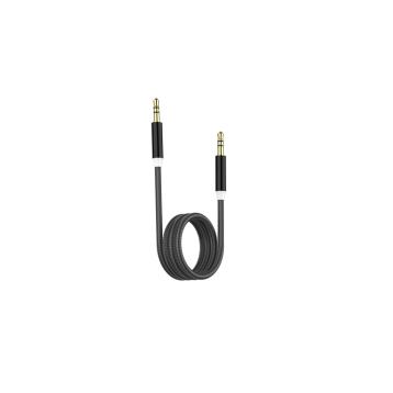 Aux cavo audio Y09 in tessuto NERO jack 3,5mm 100cm Rovi