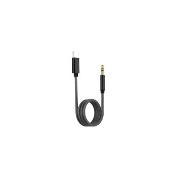 Aux cavo audio Y14 in tessuto NERO jack 3,5mm Type-c 100cm Rovi