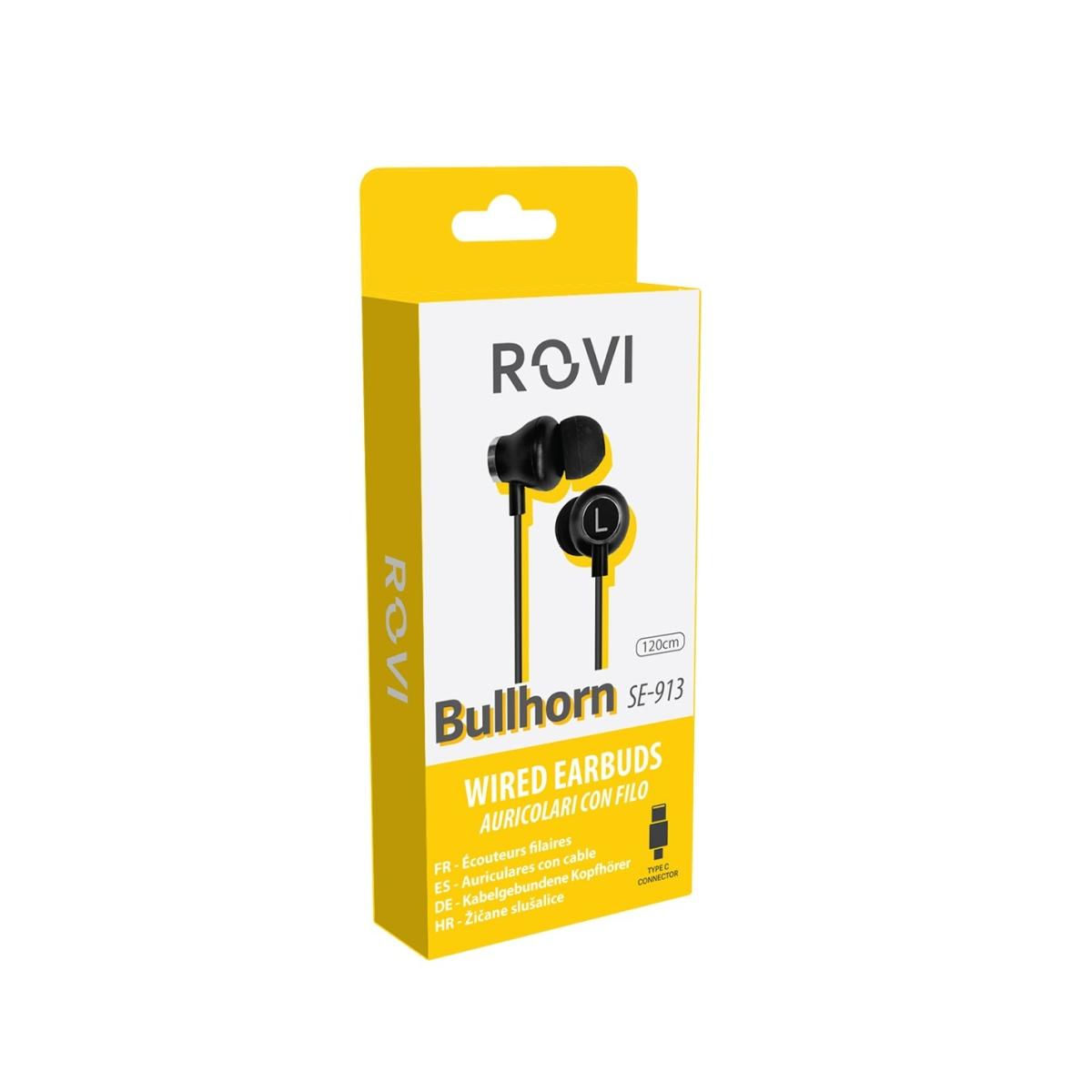 Bullhorn auricolari a filo connettore Type-c nero Rovi
