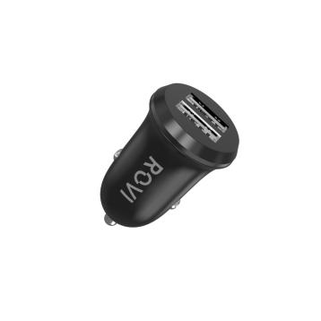 Caricatore da auto compatto SC300 con 2 porte USB 2.4A nero Rovi