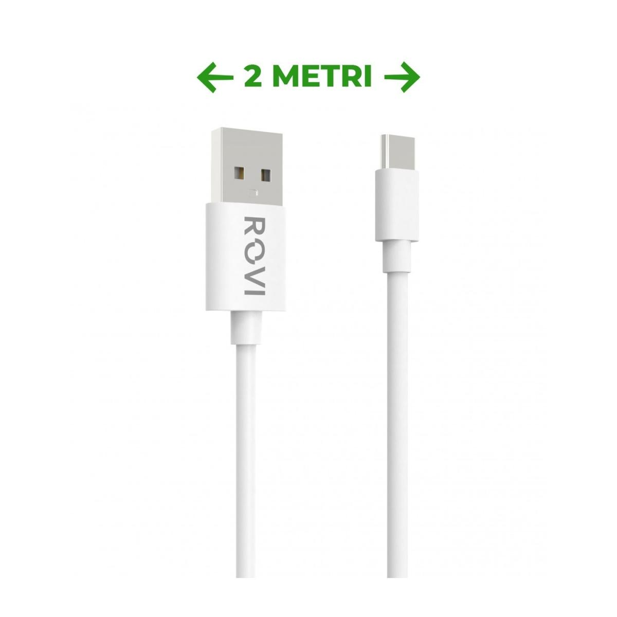 Elegant cavo SA20C bianco in PVC da USB a Type-c 2m 3A Rovi