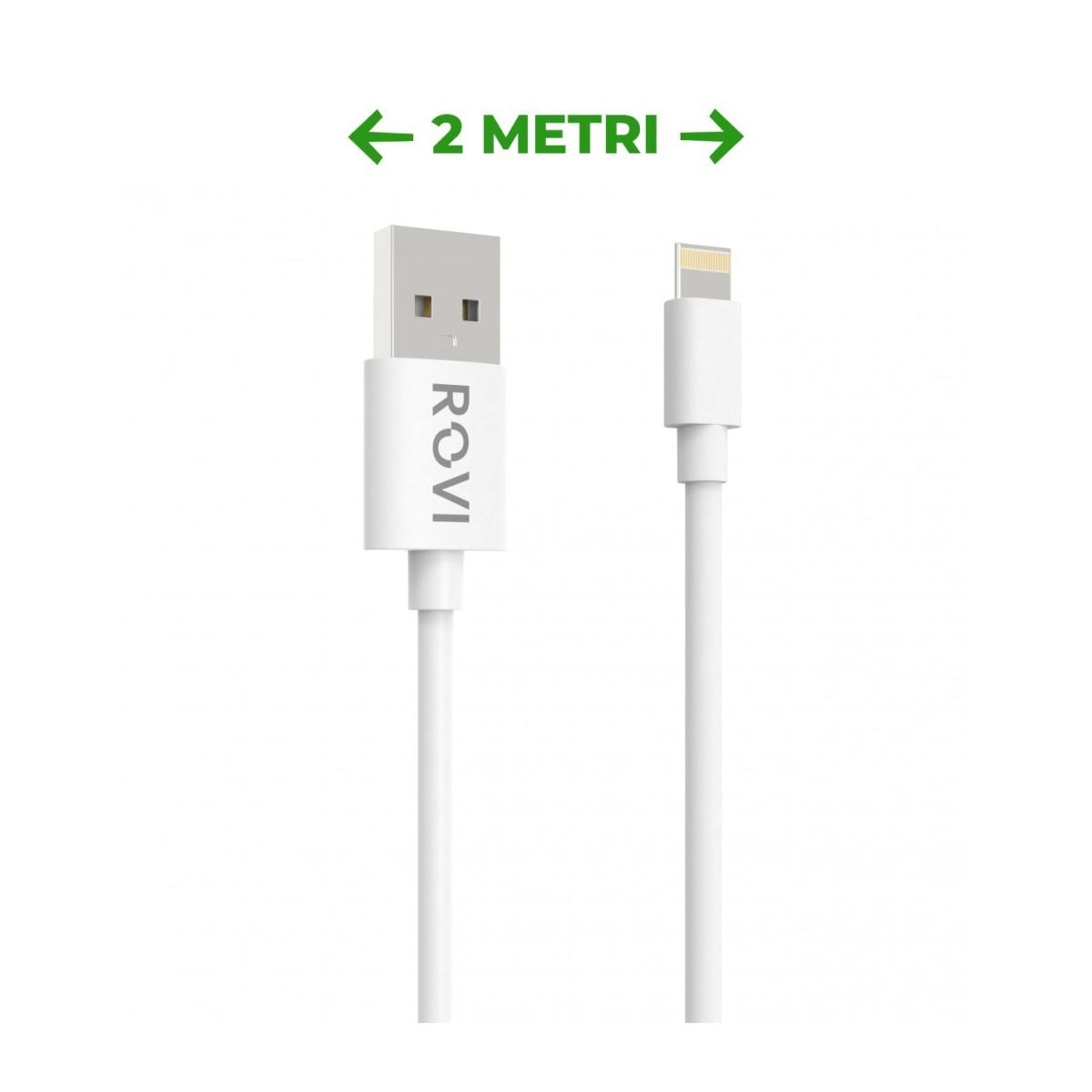 Elegant cavo SA20L bianco in PVC da USB a Lightning 2m 2A Rovi
