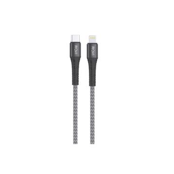 Fabric cavo SA213 silver in tessuto da Type-c a Lightning 1,5m 27W Rovi