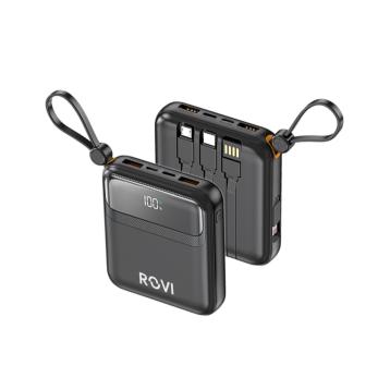 Powerbank con 3 cavi e display nero 10000 mAh Rovi