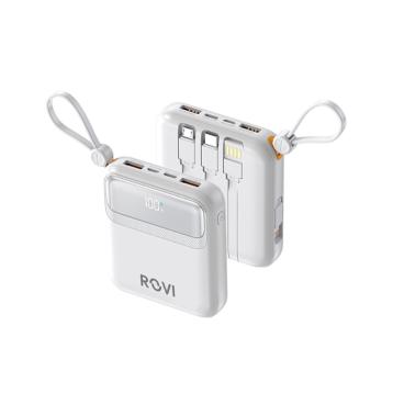 Powerbank con 3 cavi e display bianco 10000 mAh Rovi